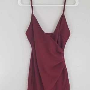 Burgundy Bodycon Faux Wrap Sundress Size Medium (Juniors)